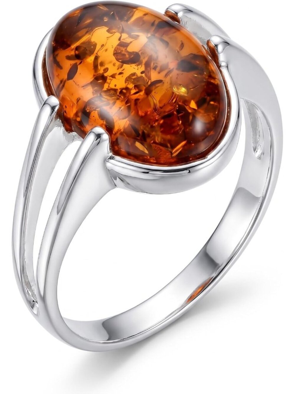 Sterling Silver Baltic Honey Amber Ring - Perfect Holiday Gift for Her